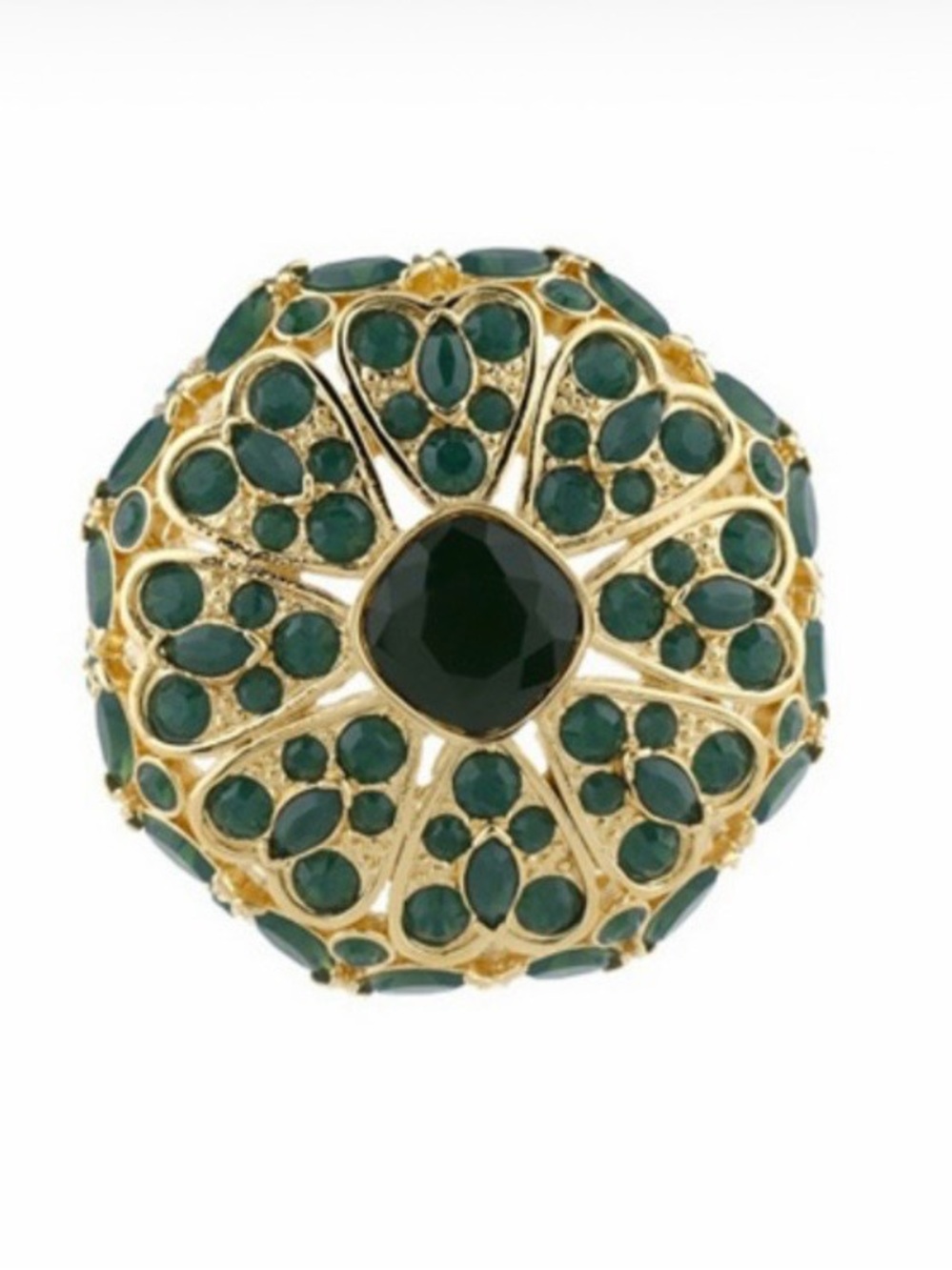 Rachel Zoe Gold-Tone Green Crystal Dome Brooch - Pendant
